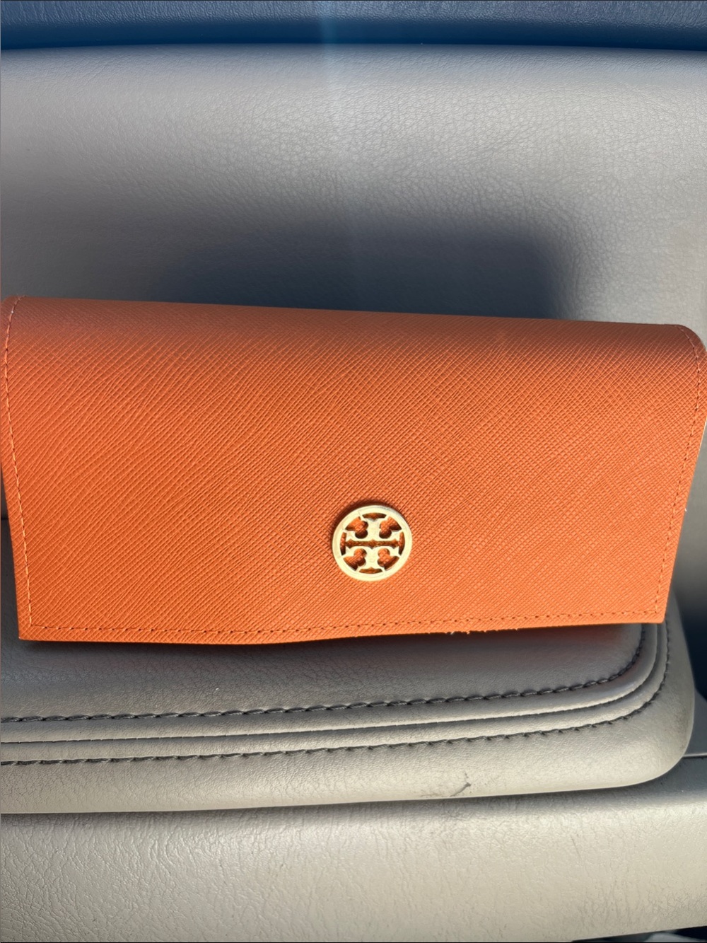 Tory Burch Orange Sunglasses Case with Gold Logo